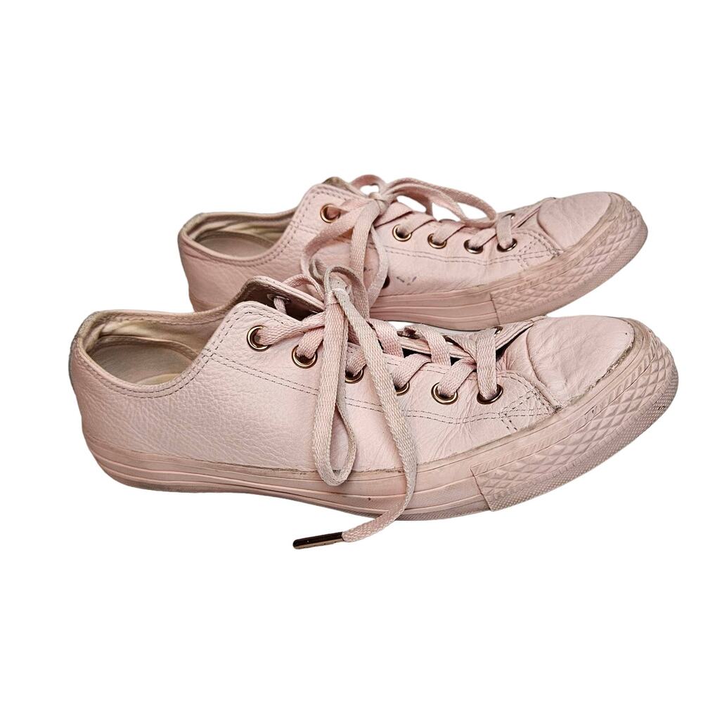 Converse All Star Pink Leather Lace‎ Up Sneaker Men's 7 Women's 9 Pastel Goth